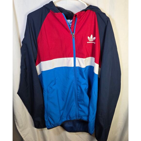 Adidas Skateboarding Climaproof Windbreaker Jacket L Blue Red White 2014 - Picture 1 of 14